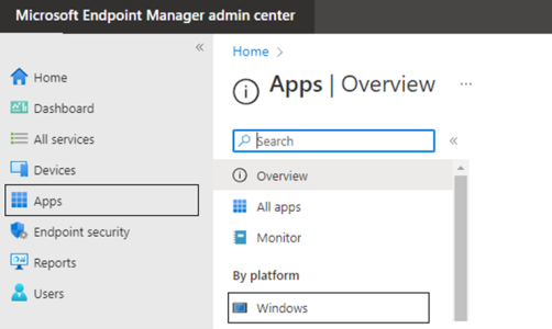 Microsoft Endpoint Manager nieuwe app aanmaken